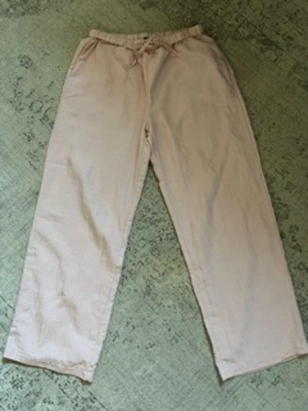 🧡3/$15 Linen-Blend Pink Pull-On Pants Elastic Drawstring Waistband Women's M